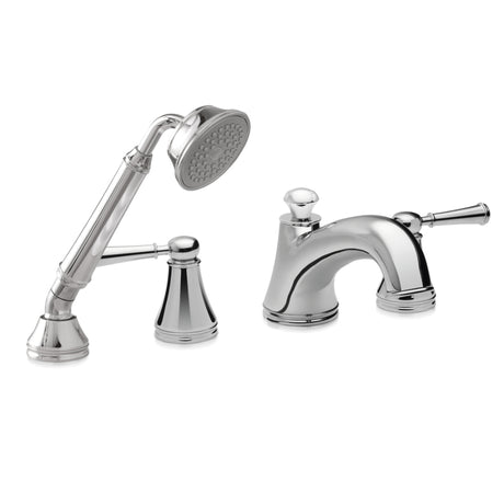 Vivian™ Two Handle Deck-Mount Roman Tub Filler Trim with Hand Shower, Polished Chrome