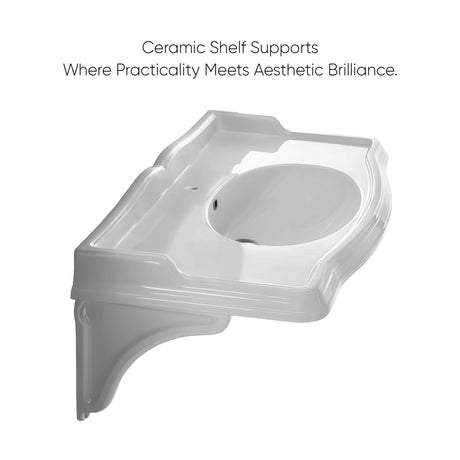 Isabella Collection 40" Rectangular Wall Mount Basin with Integrated Oval Bowl and Ceramic Shelf Supports
