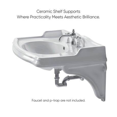 Isabella Collection 40" Rectangular Wall Mount Basin with Integrated Oval Bowl and Ceramic Shelf Supports