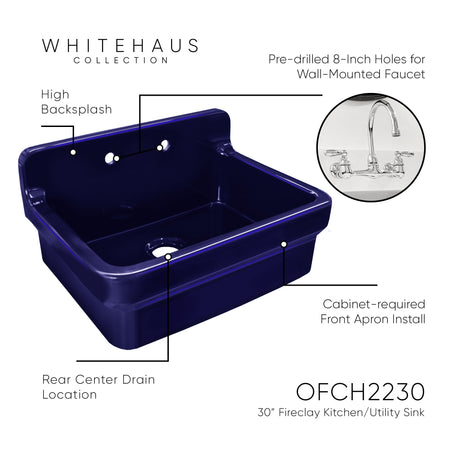 Old Fashioned Country Fireclay Utility Sink with High Backsplash