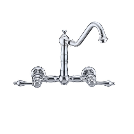 Vintage III Plus Wall Mount Faucet with a  Long Traditional Swivel Spout, Lever Handles and Solid Brass Side Spray