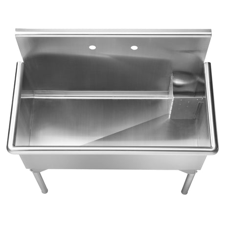 Pearlhaus Brushed Stainless Steel  Large, Single Bowl Commerical Freestanding Utility Sink