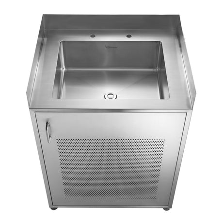 Pearlhaus Brushed Stainless Steel Single Door Cabinet with Sink