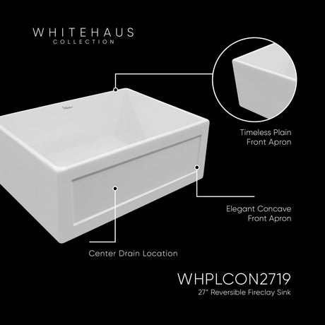 Farmhaus Fireclay Reversible 27" Sink with a Plain Front Apron on One Side and a Concave Front Apron on the Other
