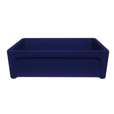 Glencove St. Ives 33" Front Apron Fireclay Sink with an Intricate Vine Design on one side and an Elegant Plain Beveled Front Apron on the Opposite Side