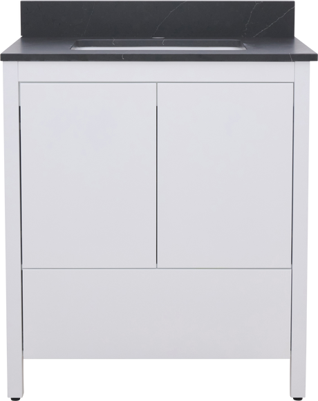 Hanleigh 30 in. Vanity with Slab Doors in Delicate White