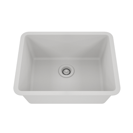 23 in. Single Bowl Undermount Quartz Kitchen Sink, White