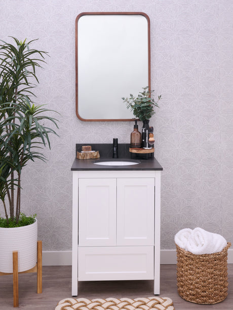 Hanleigh 24 in. Vanity with Shaker Doors in Delicate White