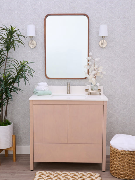 Hanleigh 36 in. Vanity with Slab Doors in Washed Maple