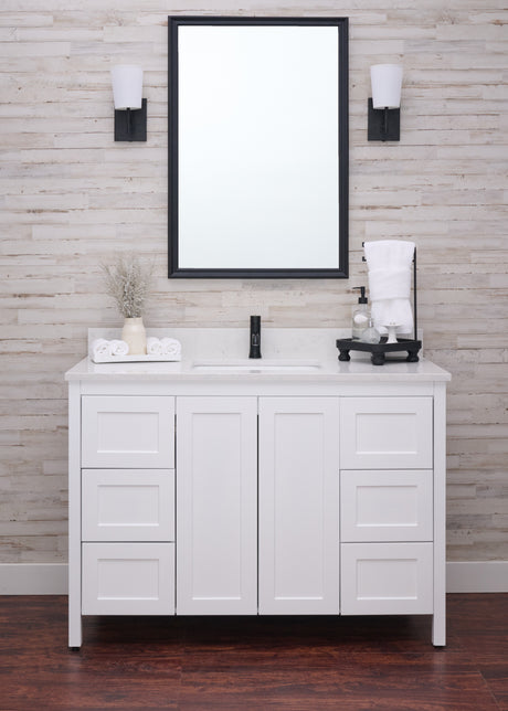 Hanleigh 48 in. Vanity with Shaker Doors in Delicate White