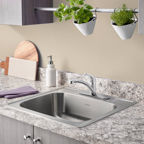 COLONY SB TPMT 20G SS SINK 4HOLE W/DRAIN
